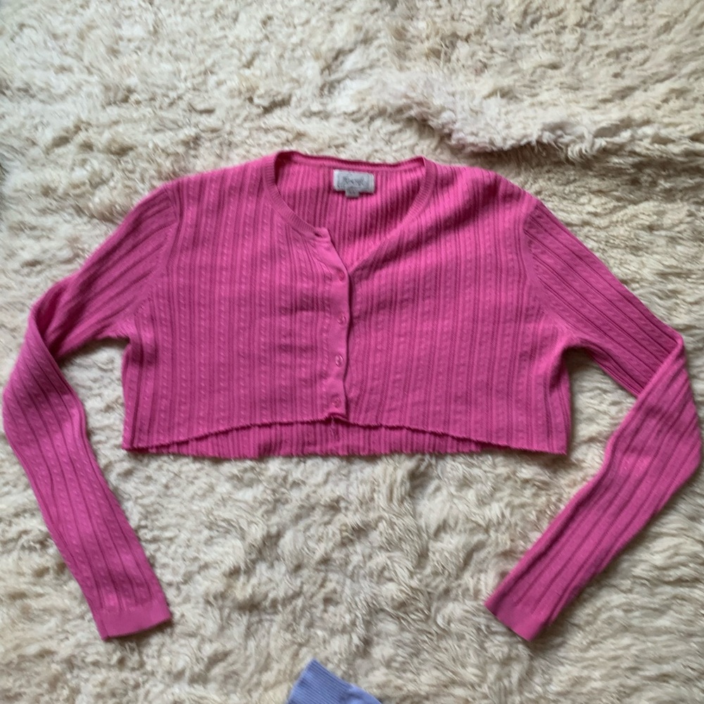Vintage Foxcroft Bubblegum Pink Cropped Cardigan Size S